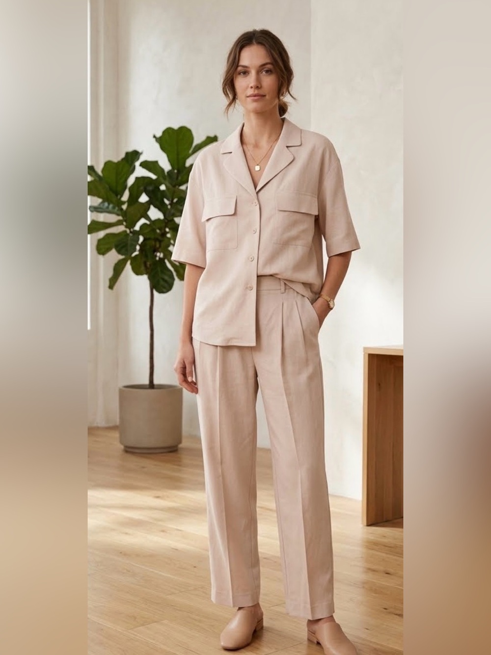 NAP LOUNGEWEAR Oversized Pant and Button Up Top Set